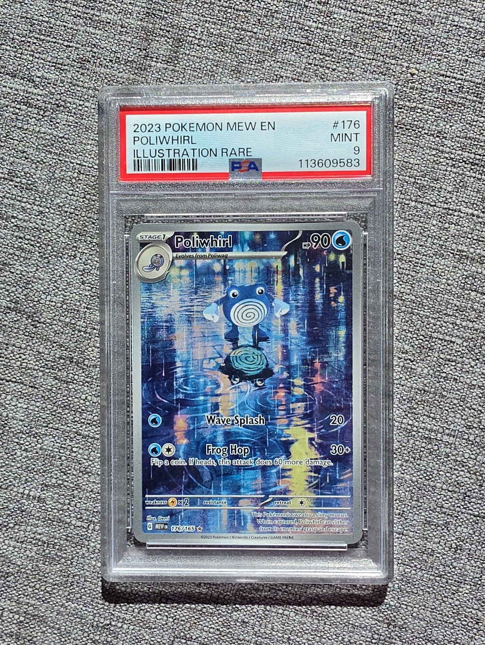 Pokemon Poliwhirl Holographic Illustration Card - Blue, Navy